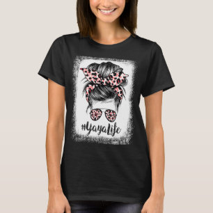 T-shirt Leopard Yaya Life mignonne Messy Bun Fille Fête de