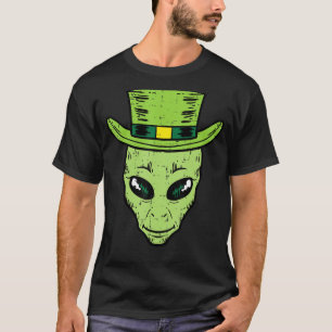 T-shirt Leprechaun Alien Tête Jour de la Saint Patrick Esp