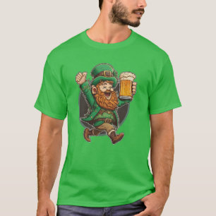 T-shirt Leprechaun avec tasse à bière le jour de la Saint 