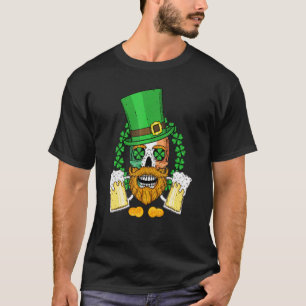 T-shirt Leprechaun Bearded Skull Drink Beer For St Patrick