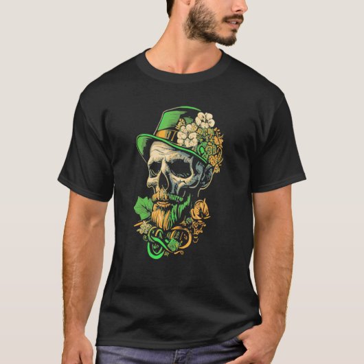 T-shirt Leprechaun Crâne St Paddys Metal St patrick irland (Devant)