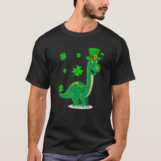 T-shirt Leprechaun Dinosaur Shamrock St Patricks Day Anima (Devant)