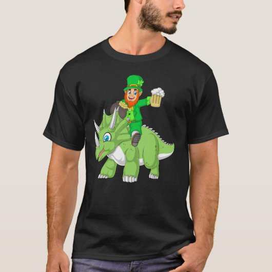 T-shirt leprechaun équitation Triceratops (Devant)