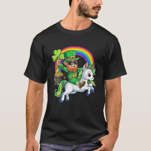 T-shirt Leprechaun équitation Unicorn Jour de la Saint Pa