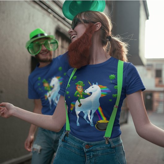 T-shirt Leprechaun équitation Unicorn Pot of Gold St Patri