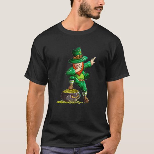 T-shirt Leprechaun fabrique Dab Dabbing Gold Pot St patric (Devant)
