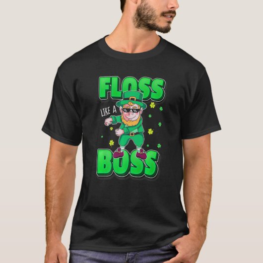 T-shirt Leprechaun Floss Like A Boss St Patricks Day Boys (Devant)