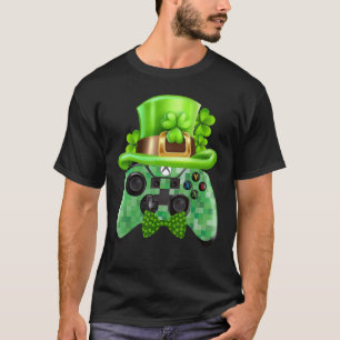 T-shirt Leprechaun Gamer Funny Games Boys Men Patricks Day