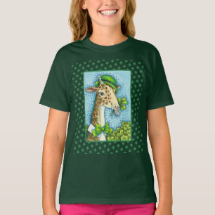 T-SHIRT LEPRECHAUN GIRAFFE COLORÉ ST. PATRICK'S DAY CUTE