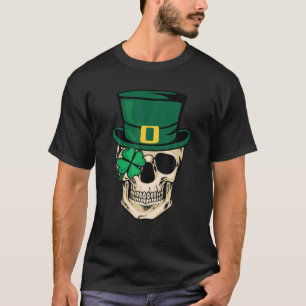 T-shirt Leprechaun Irlandais Skull Skeleton Shamrock St Pa
