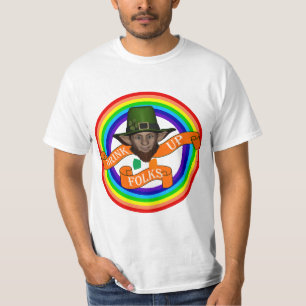T-shirt Leprechaun irlandais vert et double arc-en-ciel