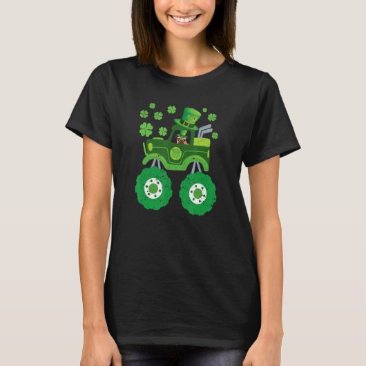 T-shirt Leprechaun Monster Truck Pugs St Patricks Day Dog  (Devant)