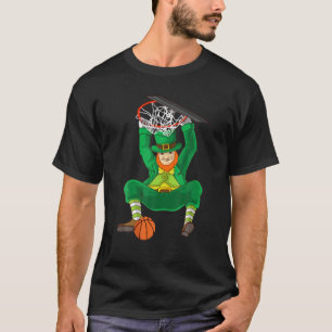 T-shirt Leprechaun Plays Basketball Dunk Boys Kids St Patr