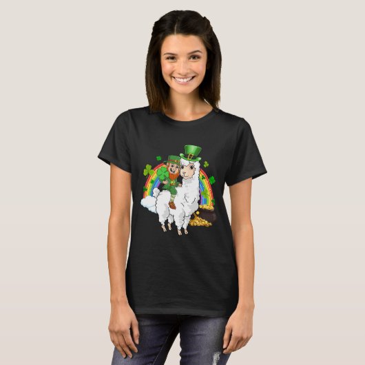 T-shirt Leprechaun Ride Llama Alpaca Saint Patricks Day (Devant entier)