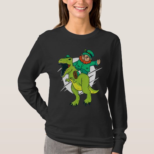 T-shirt Leprechaun Riding A T Rex Dinosaur Funny St Patric (Devant)