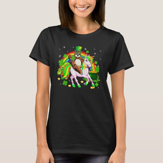 T-shirt Leprechaun Sloth Riding Unicorn Saint Patrick's Da (Devant)