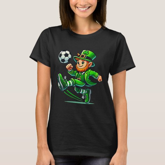 T-shirt Leprechaun Soccer St Patricks Day Player Boys Men  (Devant)