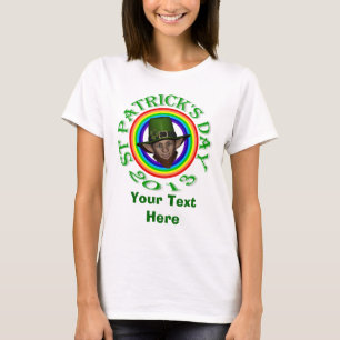 T-shirt Leprechaun vert et double arc-en-ciel St Patrick's
