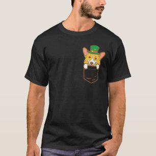 T-shirt Leprechaun Welsh Corgi Poche Jour de la Saint Patr