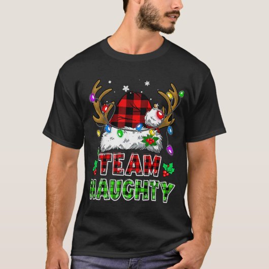 T-shirt L'équipe Naughty Buffalo a plaid Santa Hat Reindee (Devant)