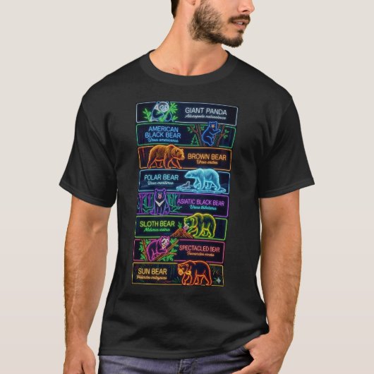T-shirt Les 8 espèces d'ours. (Devant)
