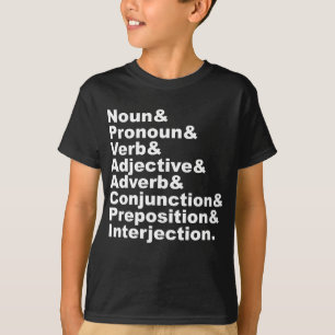 T-shirt Les 8 parties de la parole en langue anglaise