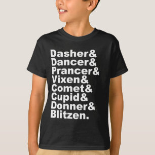 T-shirt Les 8 rennes du Père Noël   Fêtes de Noël