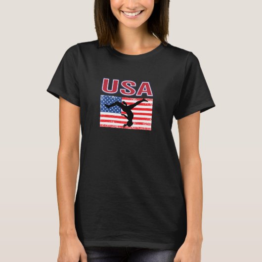 T-shirt Les Américains Aiment Gymnaste Gymnastique Aux Jeu (Devant)