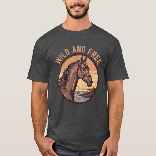 T-shirt Les amoureux du cheval Sauvage et garçon libre (Devant)