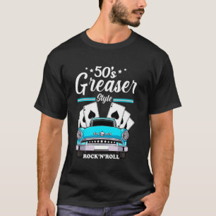 T-shirt les années 50 Greaser Hip hop Retro 1950 Parti Vin