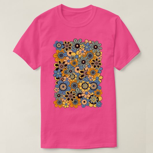 T-shirt les années 70 puissance des fleurs (Design devant)