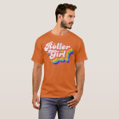 T-shirt les années 70 Retro Disco Rainbow Roller Girl Roll (Devant entier)