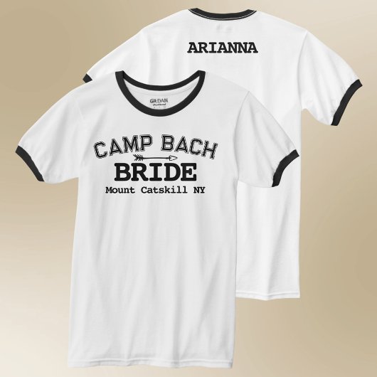 T-shirt les années 70 Rustique Retro Bach Camp avant et ar