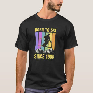 T-shirt les années 70 Style Mountain Trip Né À Ski Depuis