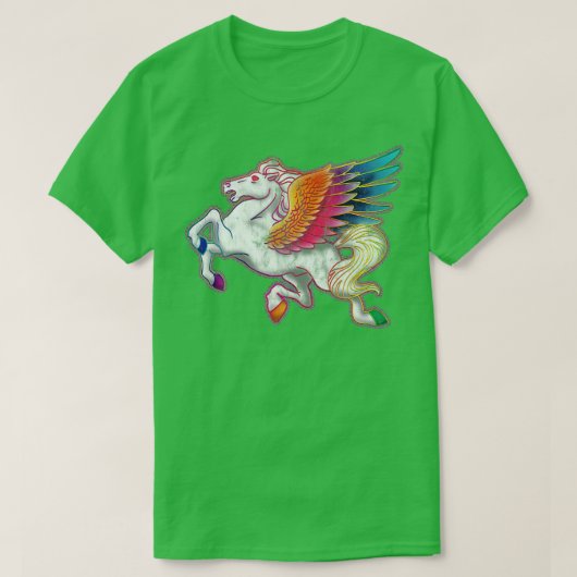 T-shirt les années 70 Style Rainbow Pegasus (Design devant)