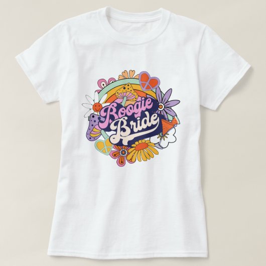 T-shirt les années 70 super Bachelorette Boogie Bride ID92 (Design devant)