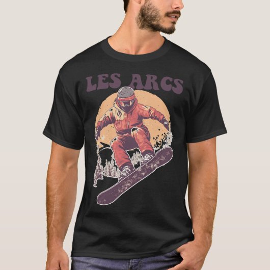 T-shirt Les Arcs France Retro Snowboard (Devant)