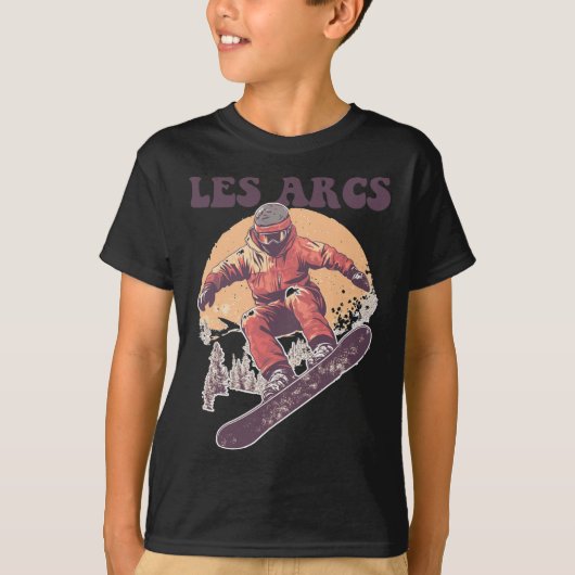 T-shirt Les Arcs France Retro Snowboard (Devant)