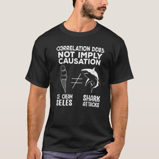 T-shirt Les attaques de requins Corrélation n'implique pas (Devant)