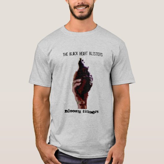 T-shirt Les boursouflures noires de coeur, doigts (Devant)