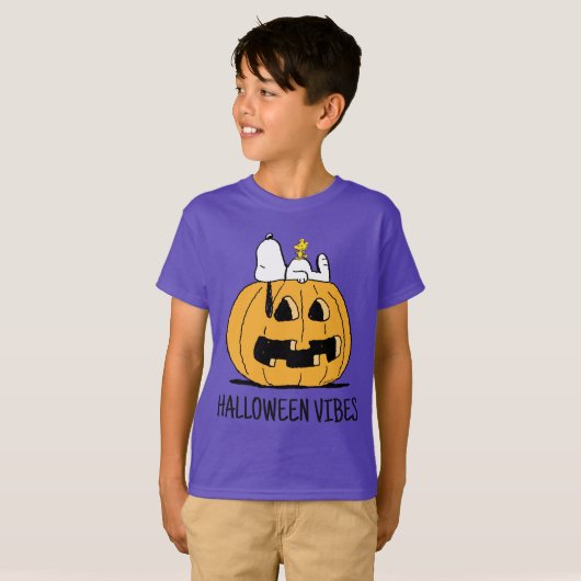 T-shirt Les cacahuètes| Snoopy et Woodstock Jack-O-Lantern (Devant entier)