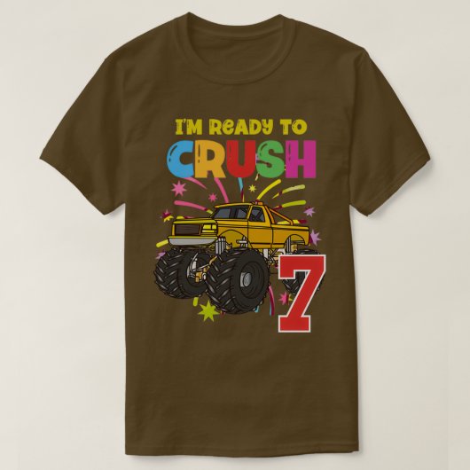 T-shirt Les camions de monstre jaune sont ma confiture 7èm (Design devant)