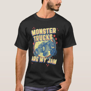 T-shirt Les Camions Monster Sont Mon Jam Retro À damiers D