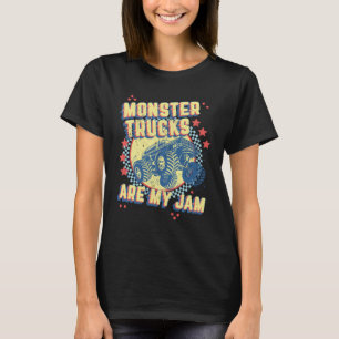 T-shirt Les Camions Monster Sont Mon Jam Retro À damiers D