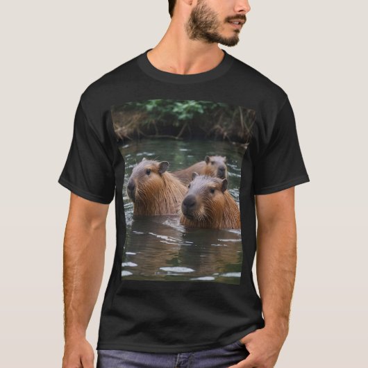 T-shirt Les capybaras nagent dans la rivière, (Devant)