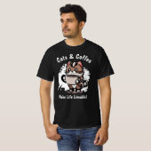 T-shirt Les chats et le café rendent la vie Livable Texte (Devant entier)