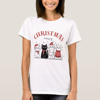 T-shirt les chats Noël mignon drôle miaou