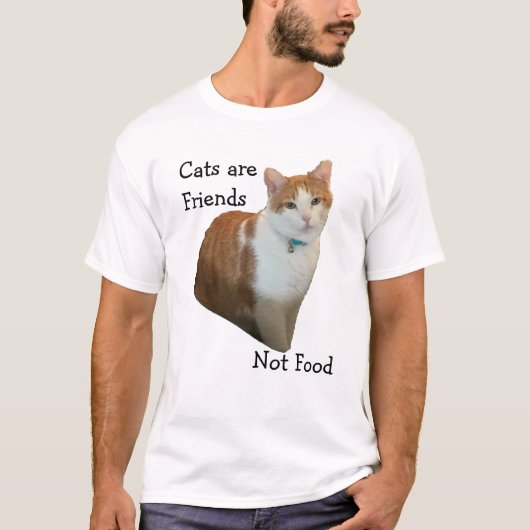 T-shirt Les chats sont amis - pas de la nourriture (Devant)