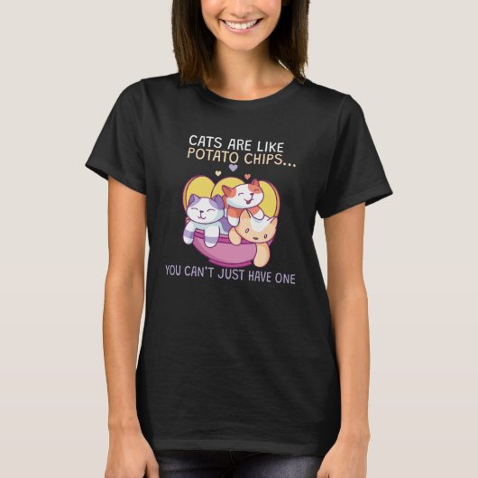 T-shirt Les chats sont comme des chips (Devant)