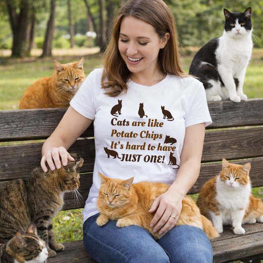 T-shirt Les chats sont comme des chips, difficiles à n'en 